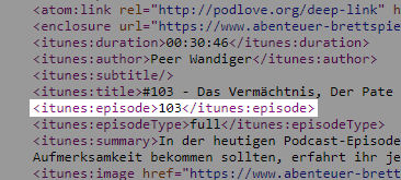 Podcast Episodennummer iTunes Tag