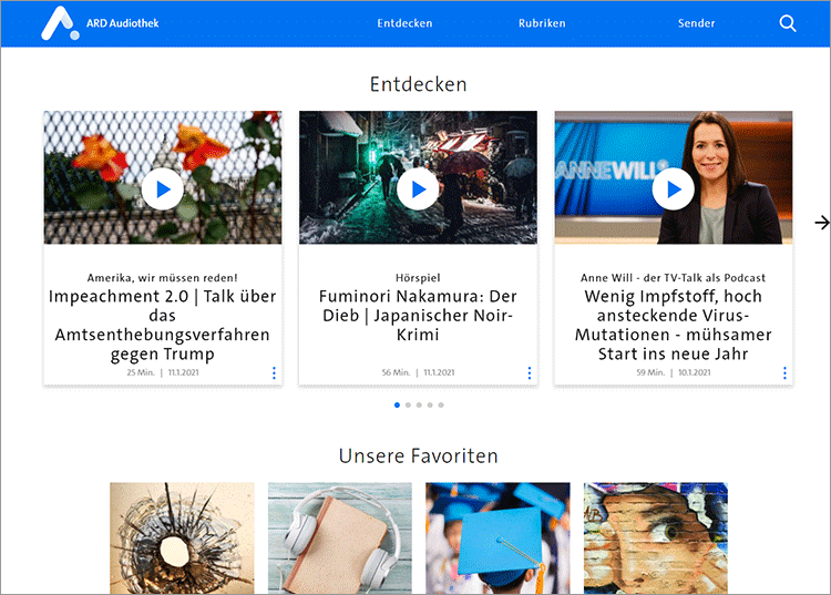 Podcasts in der ARD Audiothek