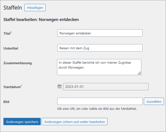 Staffeln im Podlove-Plugin