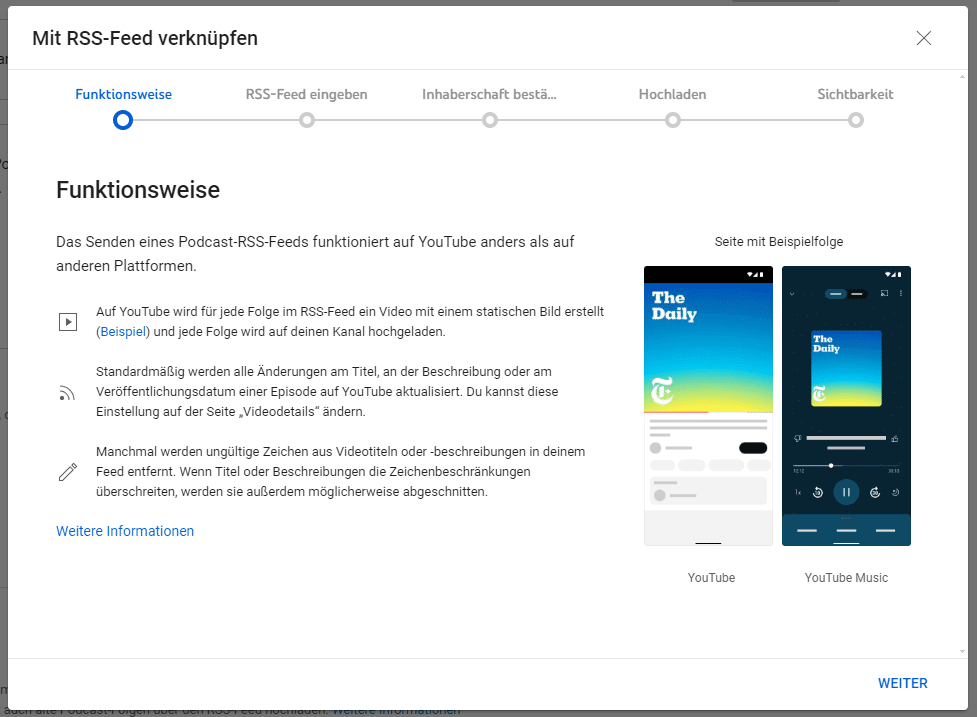 YouTube RSS-Podcast-Feed Einrichtung